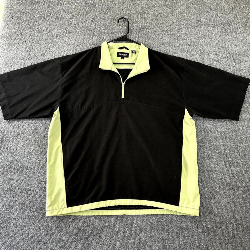 Bollé Golf Black Lime Green 1/4 Zip Short Sleeve Wind Pullover Jacket Men's L